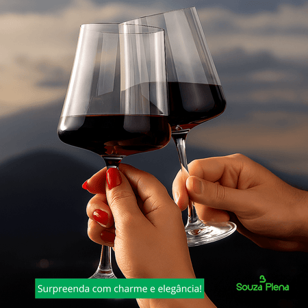 Um brinde com essas taças de vinho ao entardecer, cria um clima elegante e acolhedor para celebrar momentos especiais.”