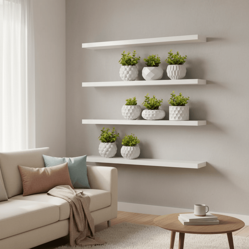 6 Vasos Decorativos em Gesso com Plantas Artificiais - | Souza Plena