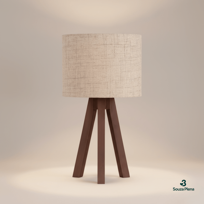 Abajur de Madeira Rústico – Tripé Mesa (Bivolt) - | Souza Plena