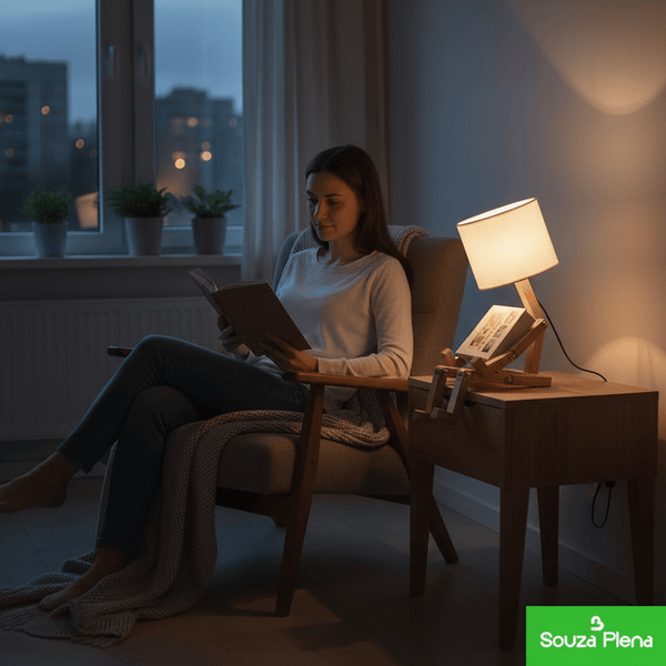 Abajur de Mesa Robô em Madeira - Abajur de mesa | Souza Plena