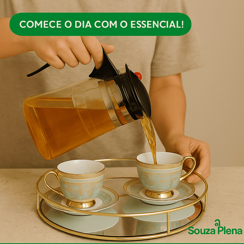 Bandeja Decorativa de Espelho com Hastes Douradas - | Souza Plena