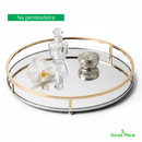 Bandeja Decorativa de Espelho com Hastes Douradas - | Souza Plena