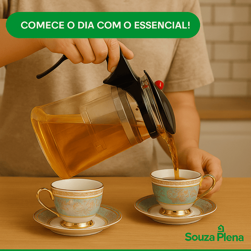 Bule Infusor TeaGlass™ – Chá Quente, Rápido e com Estilo - Bule de Chá Infusor | Souza Plena
