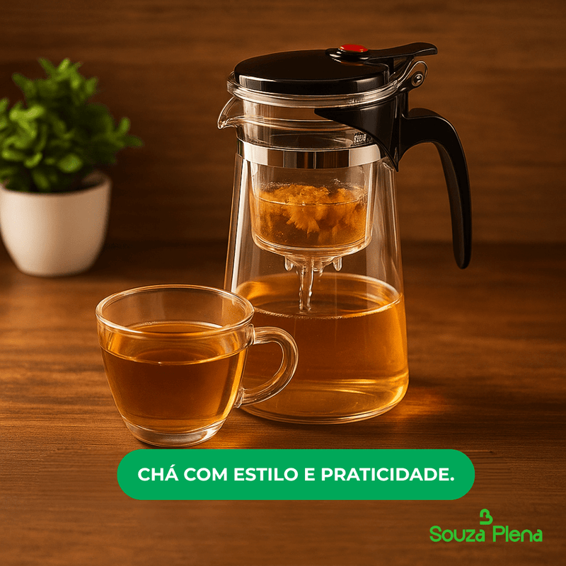 Bule Infusor TeaGlass™ – Chá Quente, Rápido e com Estilo - Bule de Chá Infusor | Souza Plena