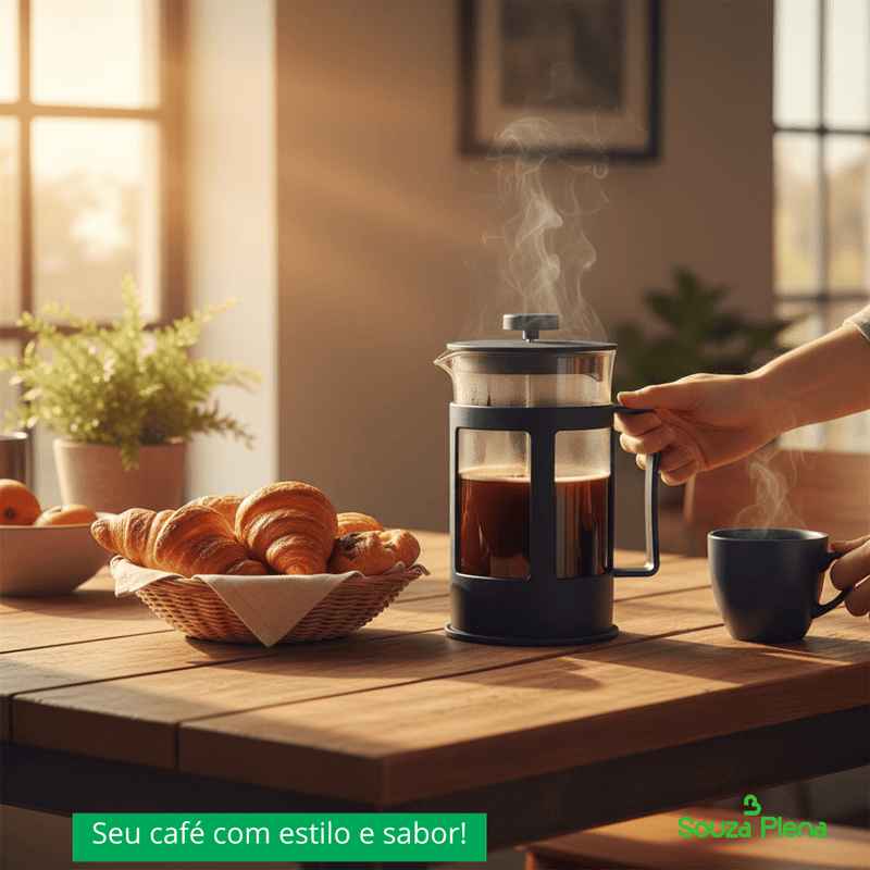 Cafeteira Prensa Francesa de Vidro - | Souza Plena