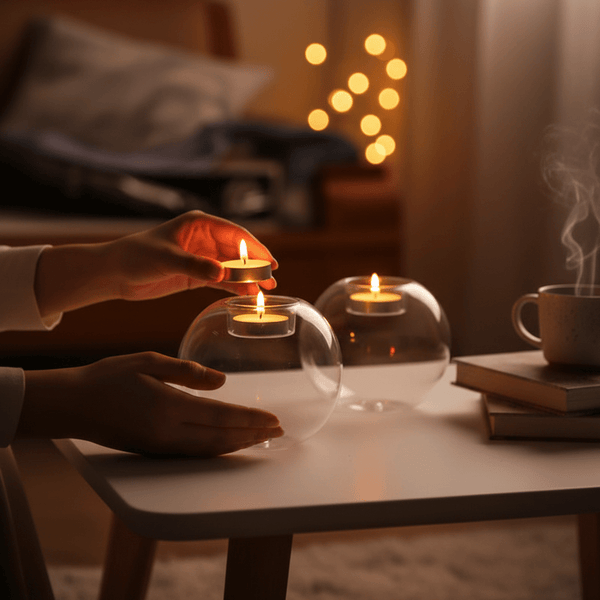 Castiçal De Vidro Redondo, Suporte De Vela - Plena - Aromaterapia | Souza Plena