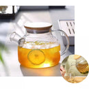 Chaleira de Vidro com 6 Xícaras + Coador Inox e Tampa de Bambu - | Souza Plena