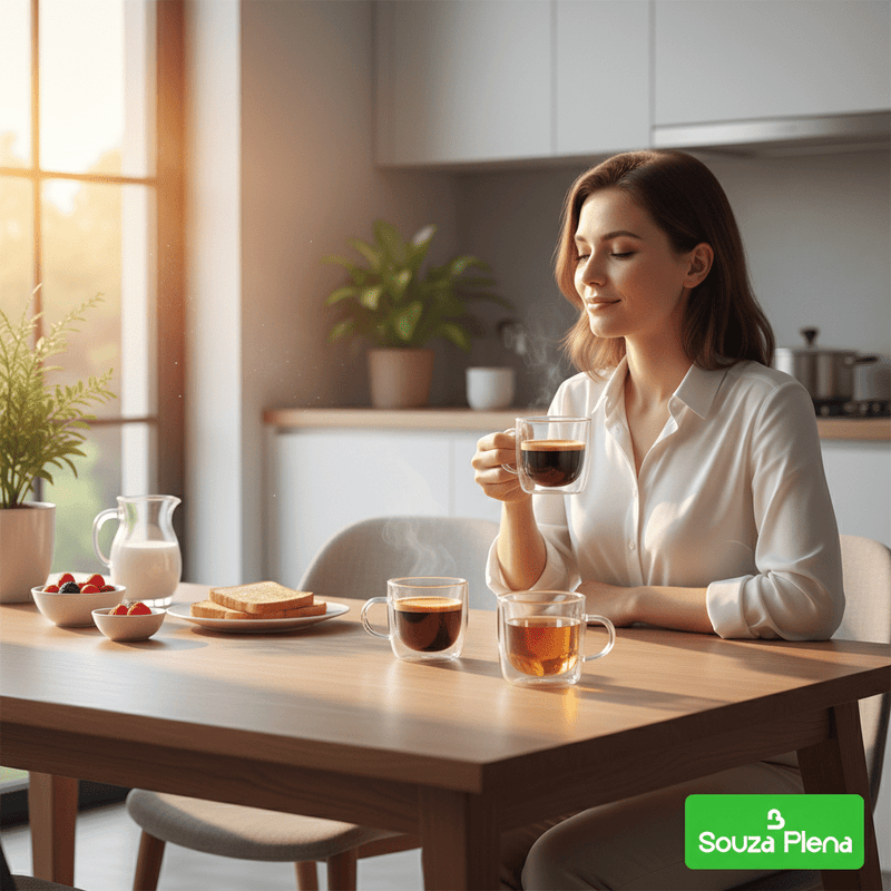 Conjunto com 6 Xícaras de Vidro Duplo - Casa e Decoração | Souza Plena