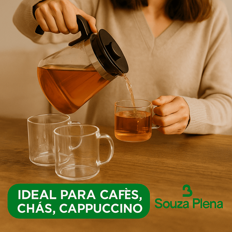 Conjunto com 6 Xícaras de Vidro Duplo - Casa e Decoração | Souza Plena