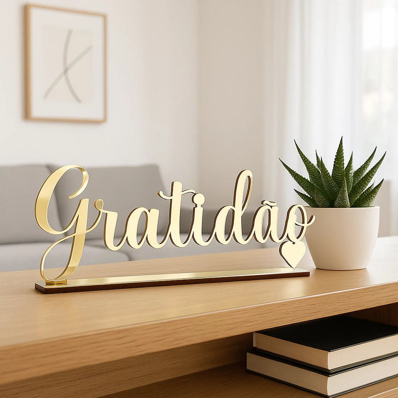 Palavra Decorativa ‘Gratidão’ - | Souza Plena