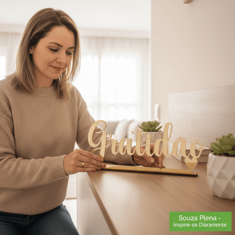 Palavra Decorativa ‘Gratidão’ - | Souza Plena