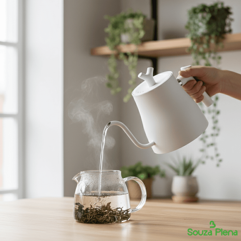 TeaCraft™ – Chaleira Plena Inox Escovado - Bule de Café | Souza Plena