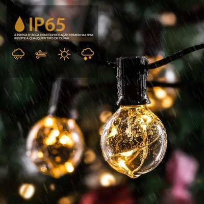 Varal de luzes led solar, luz natal - | Souza Plena